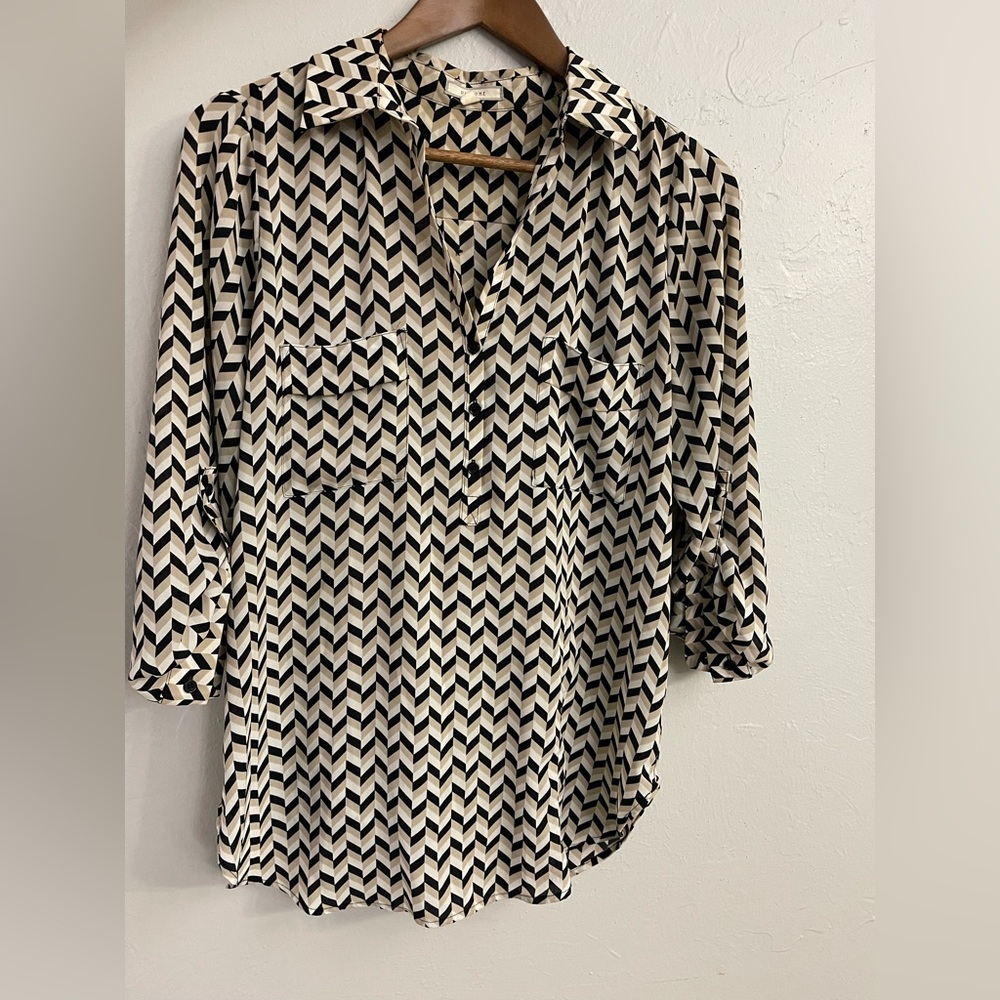 Women’s Mid-Sleeve Chevron Chiffon Blouse